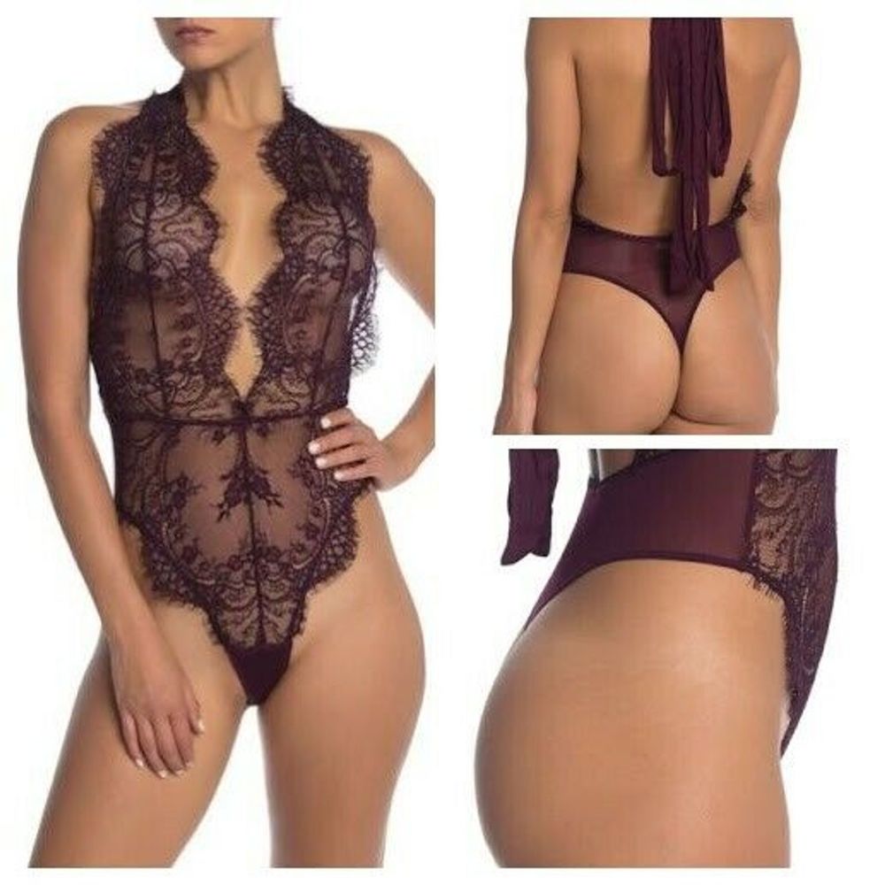 Free People Showoff Purple Gold Lace Halter